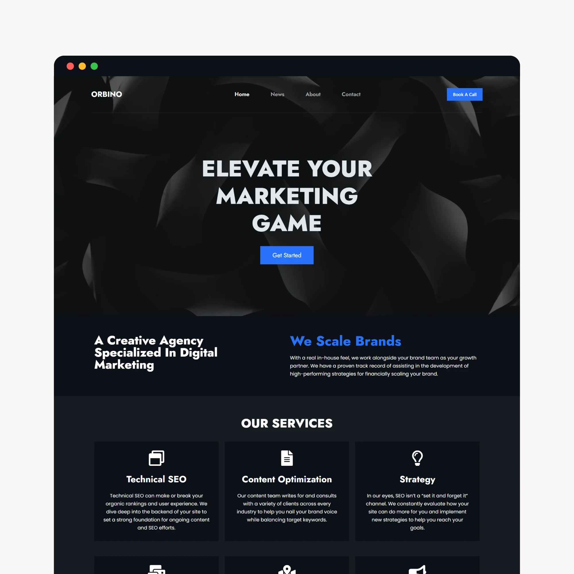 Orbino Marketing Agency Site Mockup
