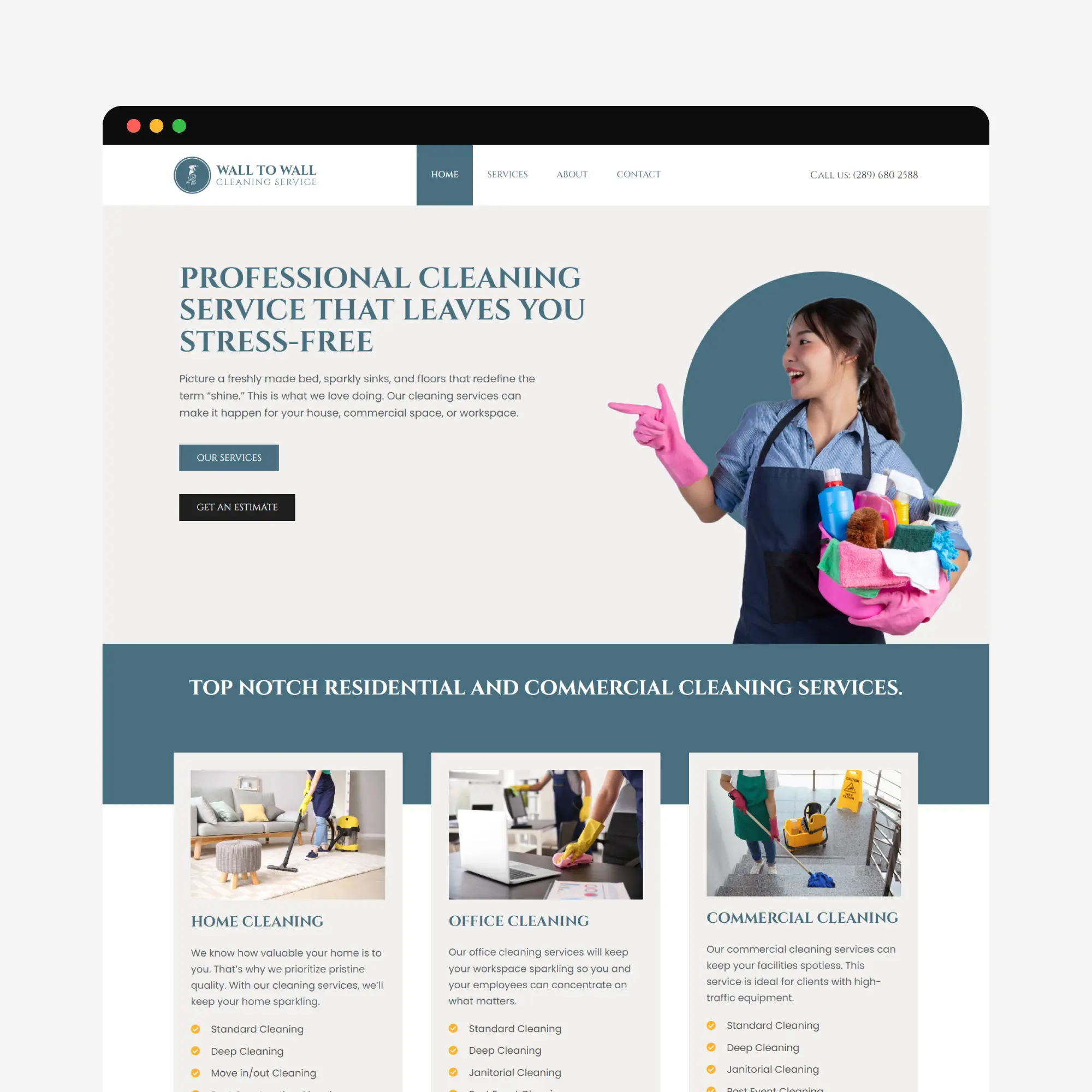 Cleaning Website Mockup